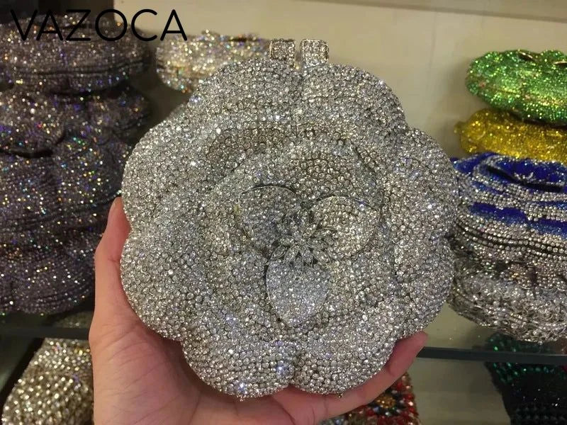 Floral Crystal Clutch Purse