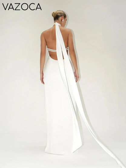 Pearl Backless Maxi Dress