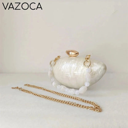 Shell Pearl Marble Clutch Purse