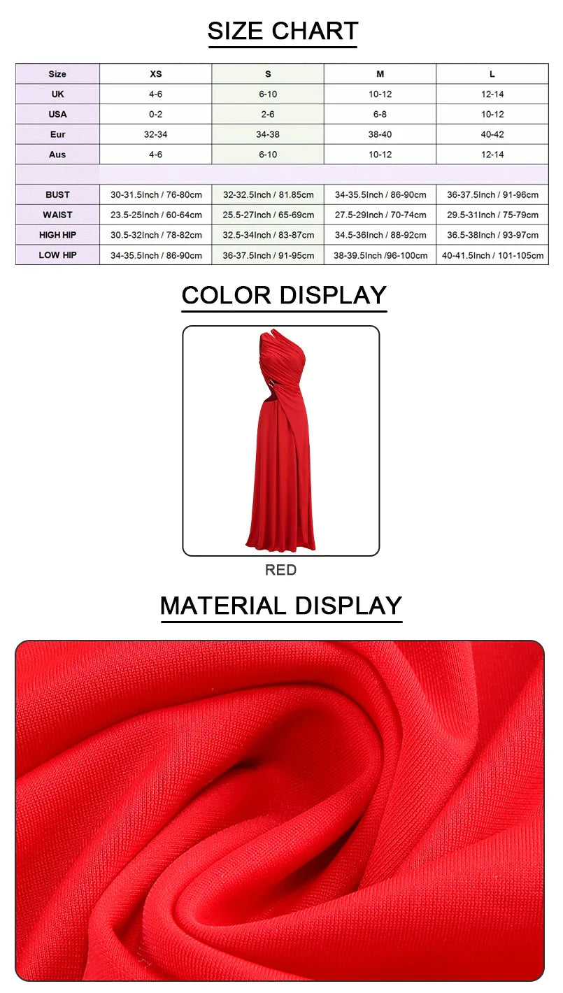 Red Ruched Cut-Out Maxi Dress