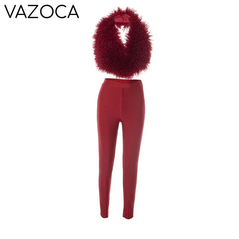 Aubree Fur Pants Set