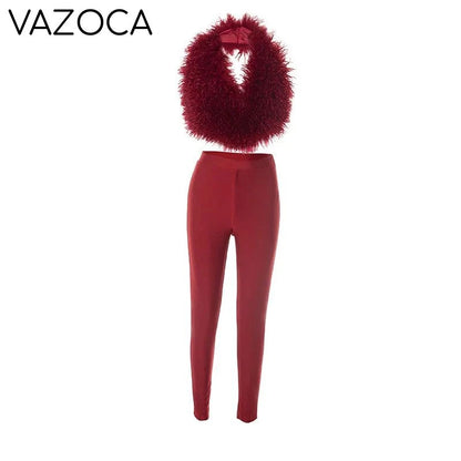 Aubree Fur Pants Set
