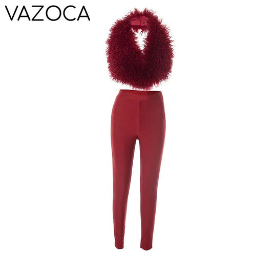 Aubree Fur Pants Set