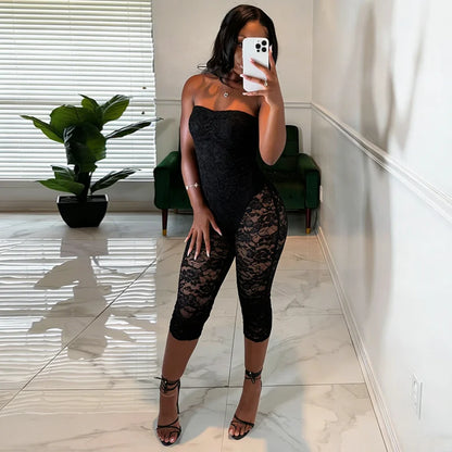 Lace Tube Capri Jumpsuit