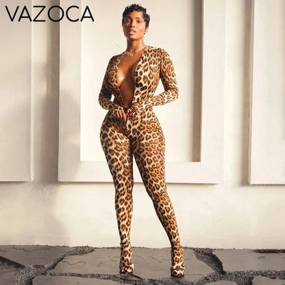 Leopard Plunge Catsuit