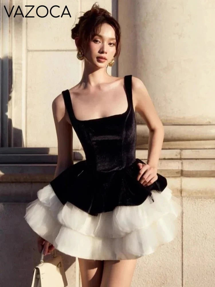 Loria Ruffles Velvet Dress