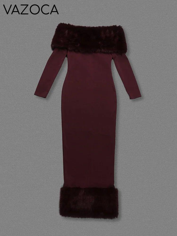 Lorene Fur Maxi Dress