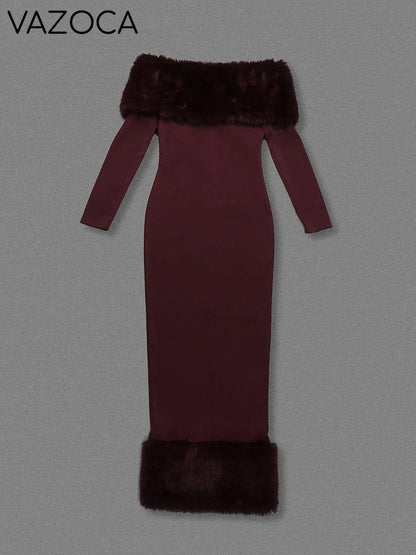 Lorene Fur Maxi Dress