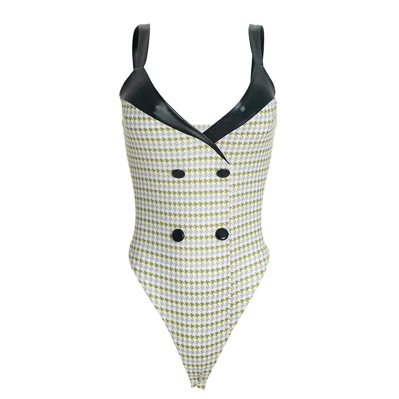 Cape Houndstooth Bodysuit Set