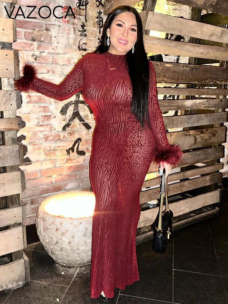 Jazmyne Leopard Feather Dress
