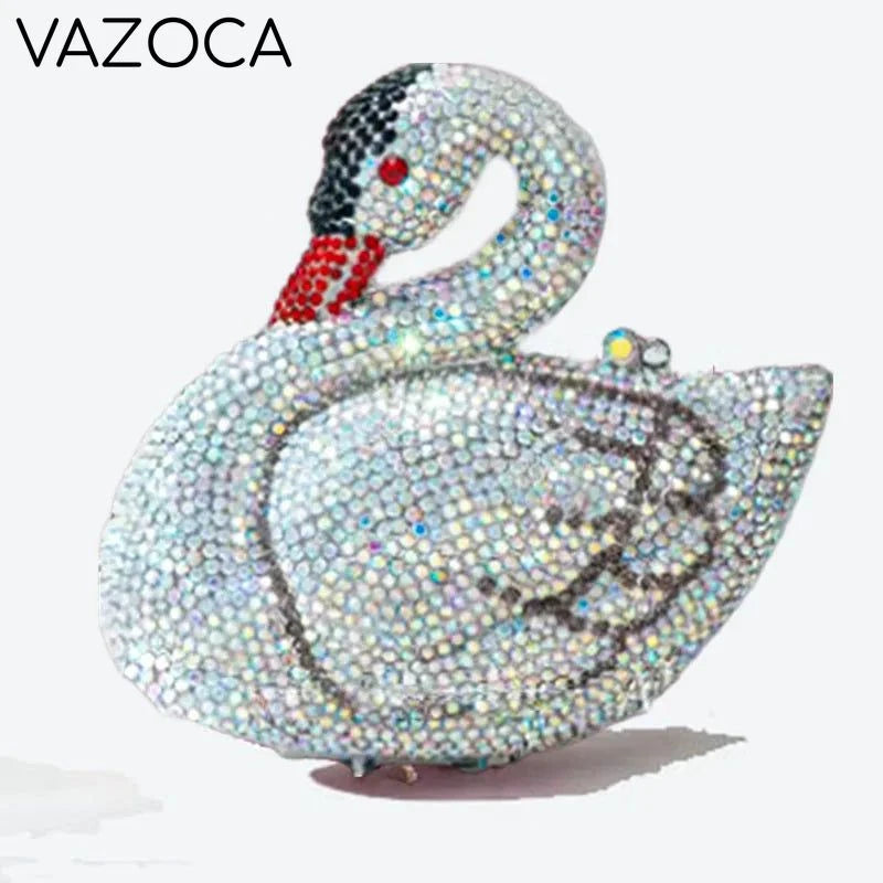 Swan Rhinestone Clutch Purse