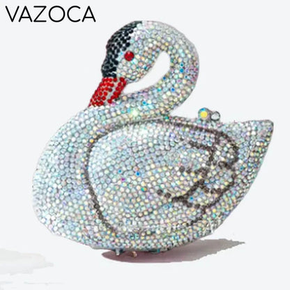 Swan Rhinestone Clutch Purse