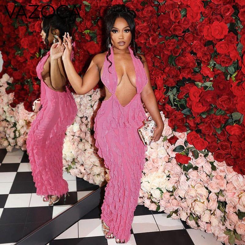 Deep Cleavage Sexy Maxi Dress
