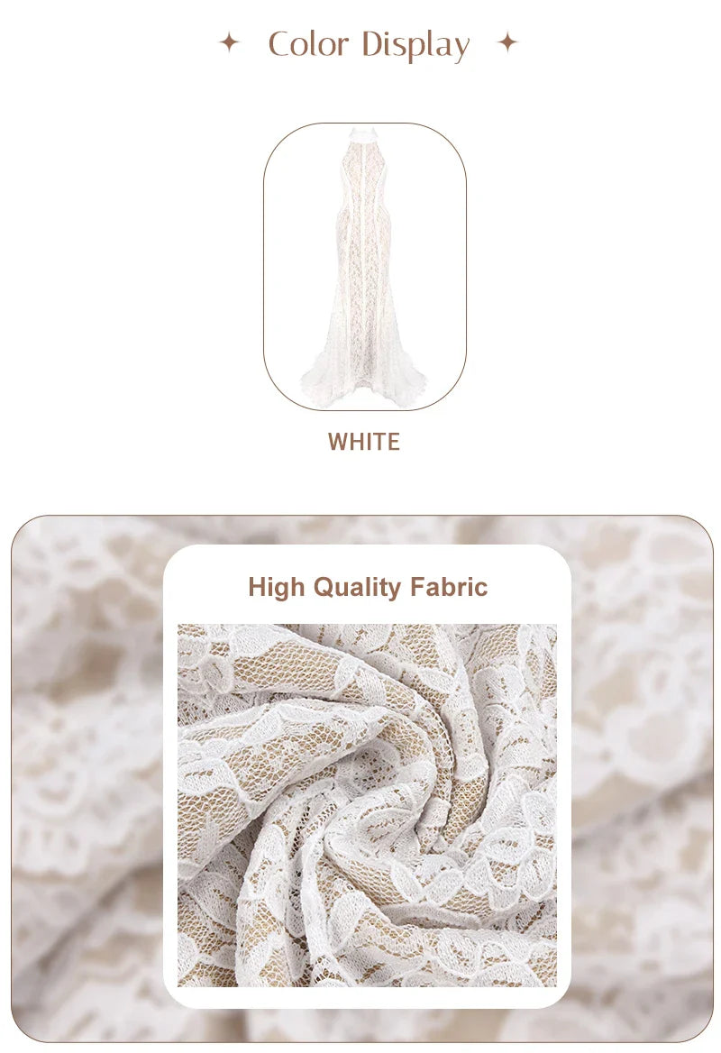 White Lace Mermaid Maxi Dress