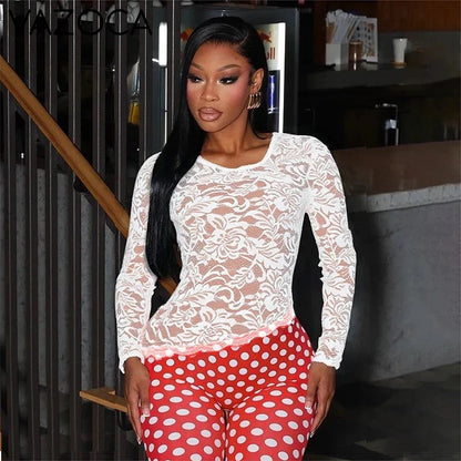Polka Dot Lace Jumpsuit