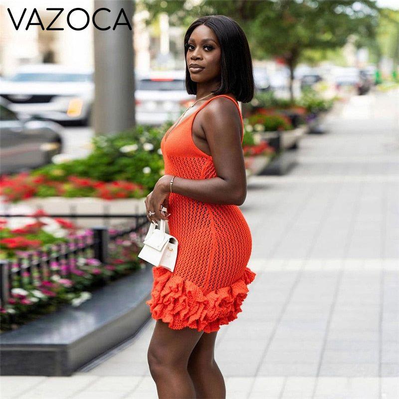 Knitted Midnight Ruffle Dress