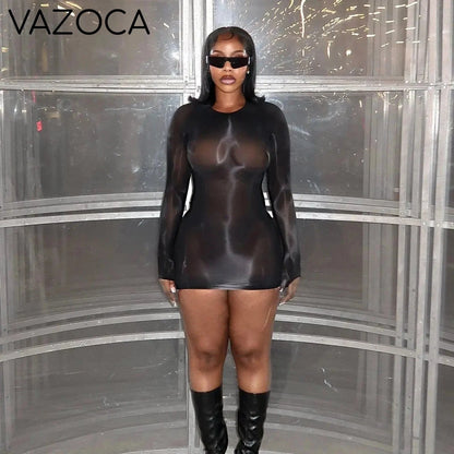 Midnight Sheer Illusion Mini Dress