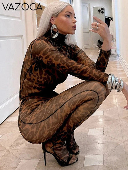 Amy Leopard Turtleneck Pants Set