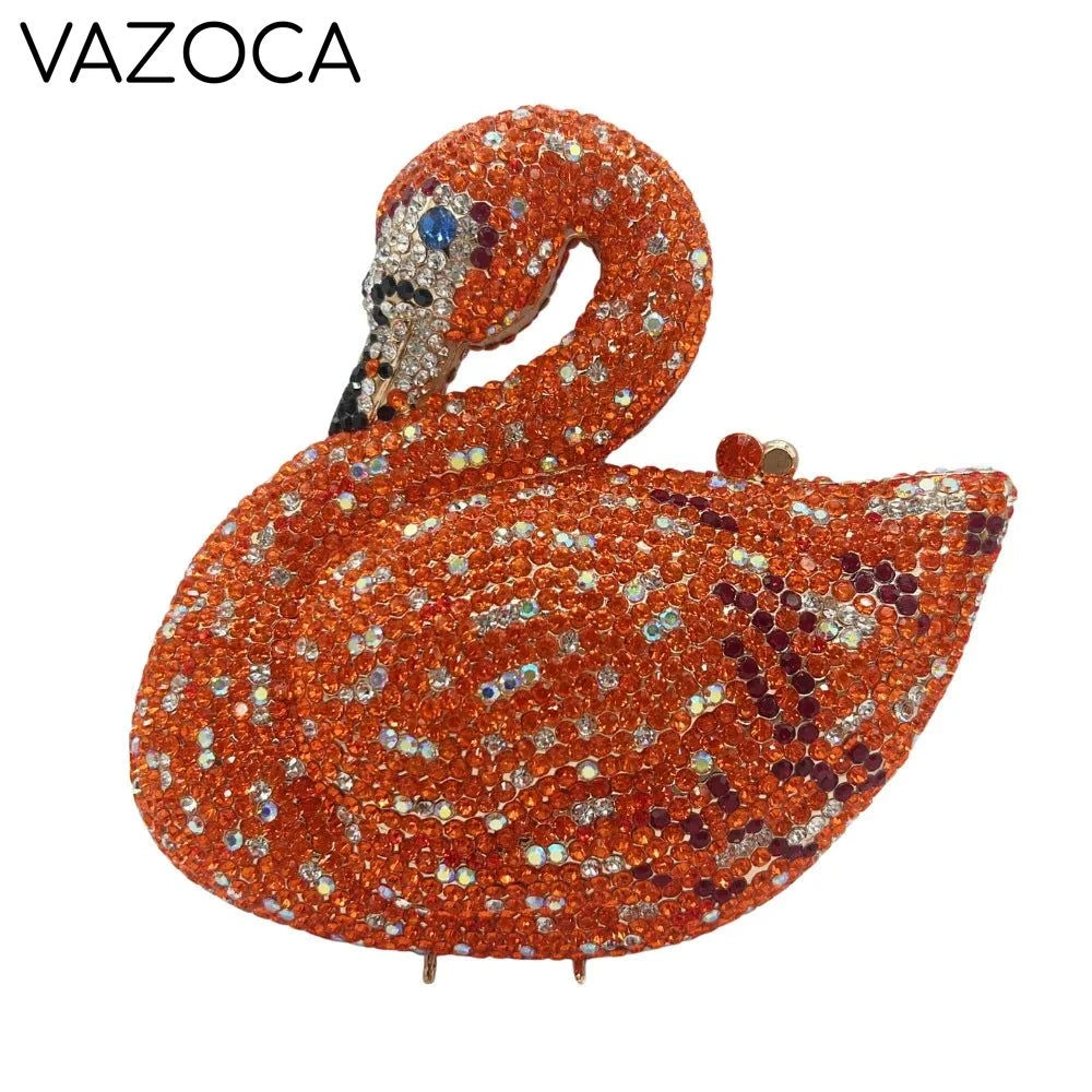 Swan Rhinestone Clutch Purse