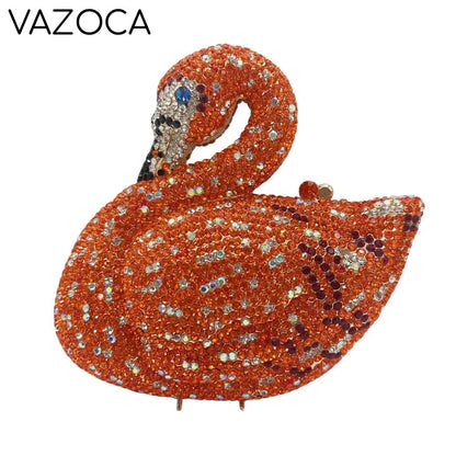 Swan Rhinestone Clutch Purse