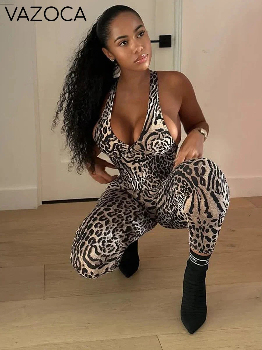 Peach Leopard Jumpsuit