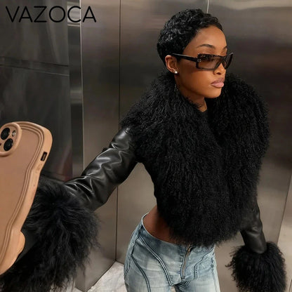 Faux Leather Fur Jacket