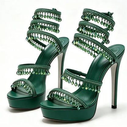 Nisha Rhinestone Platform High Heels