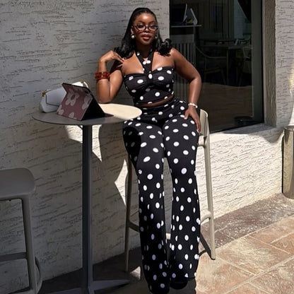 Polka Dot Flare Pant Set