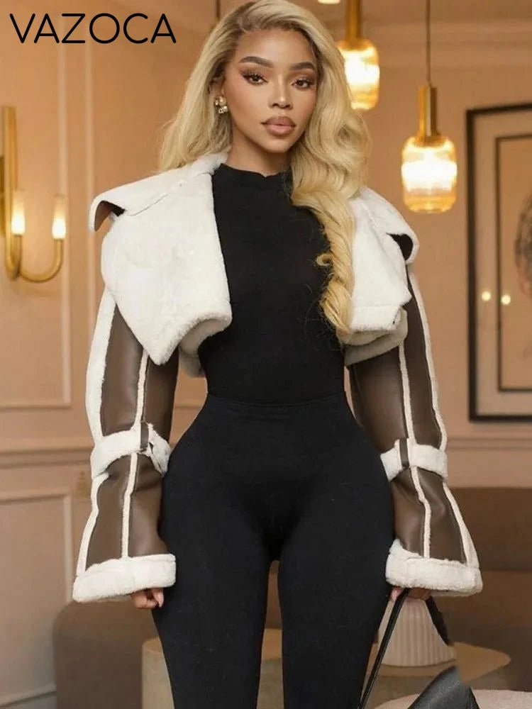 Fur Collar Crop Jacket