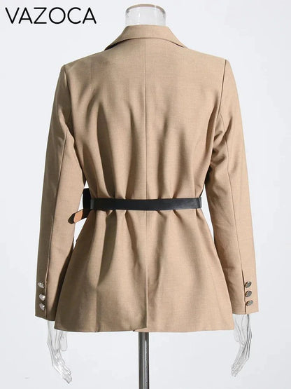 Notched Collar Belt Temperament Blazer
