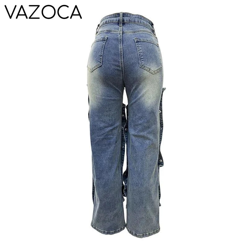 Detachable Buckle High Waist Jeans