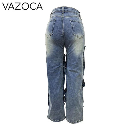Detachable Buckle High Waist Jeans