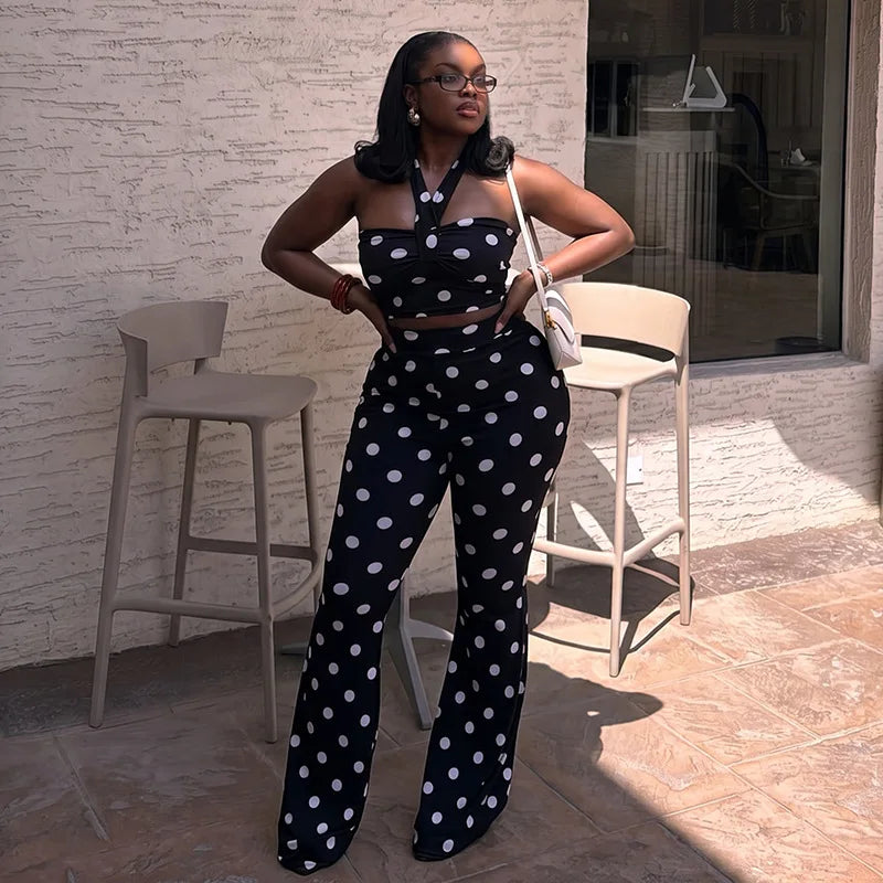 Polka Dot Flare Pant Set
