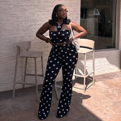 Polka Dot Flare Pant Set
