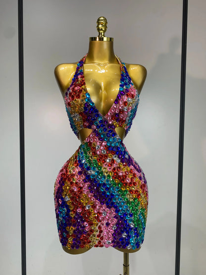 Amleia Rhinestone Mini Dress