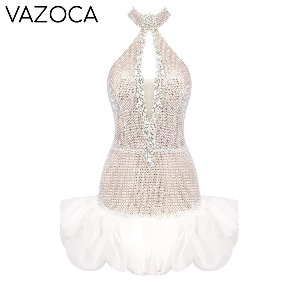 Silver Sequins Tulle Cocktail Dress