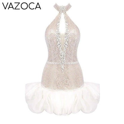 Silver Sequins Tulle Cocktail Dress