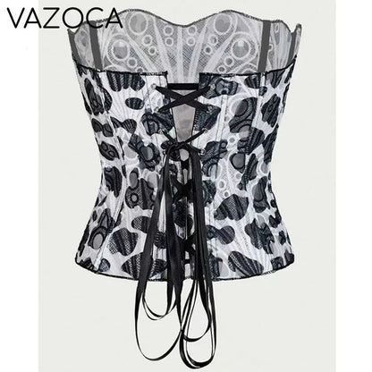 Corset Mesh Bustier Top Black White