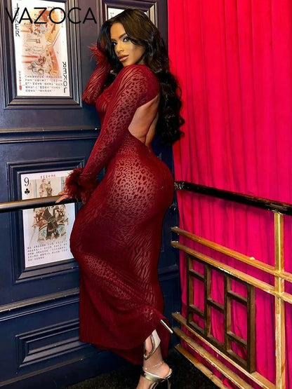 Jazmyne Leopard Feather Dress