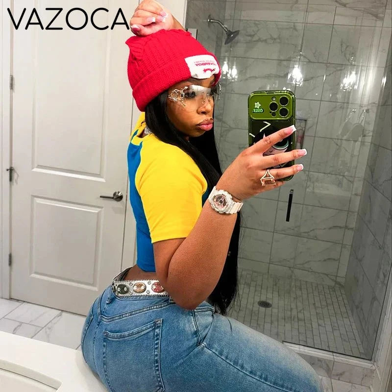 Retro Colorblock Crop Top