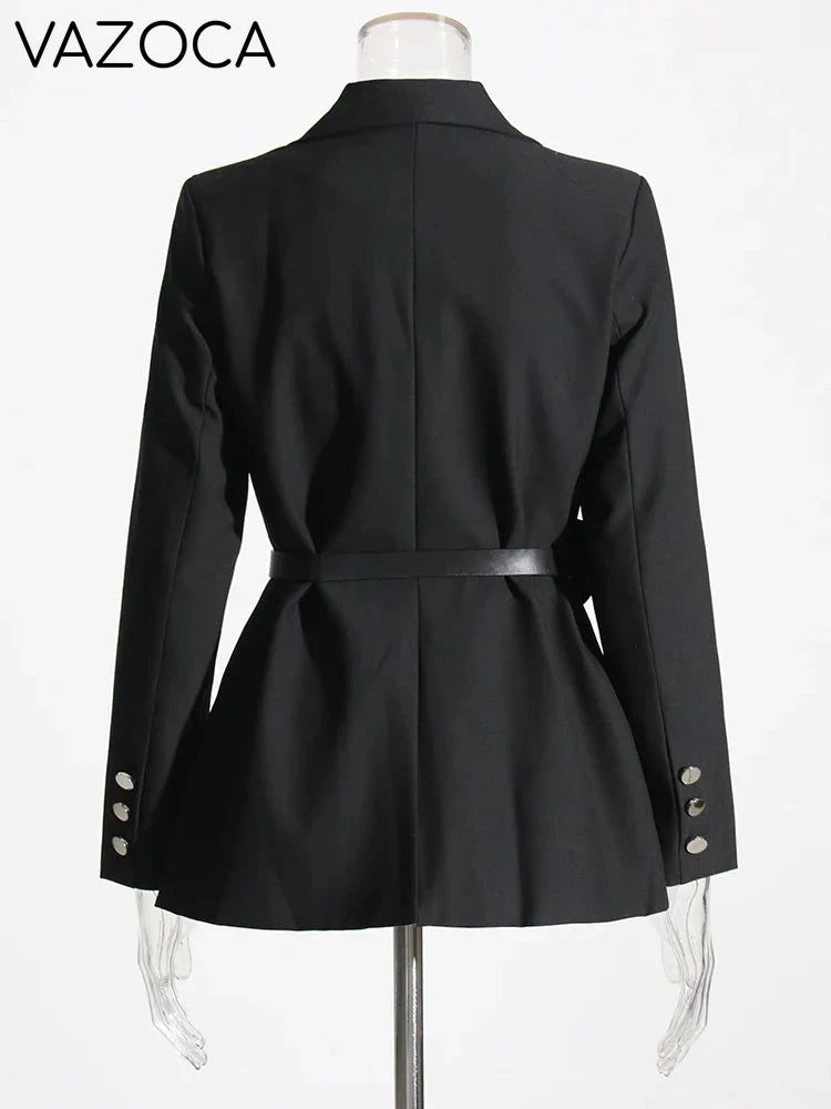 Notched Collar Belt Temperament Blazer