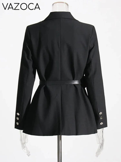 Notched Collar Belt Temperament Blazer