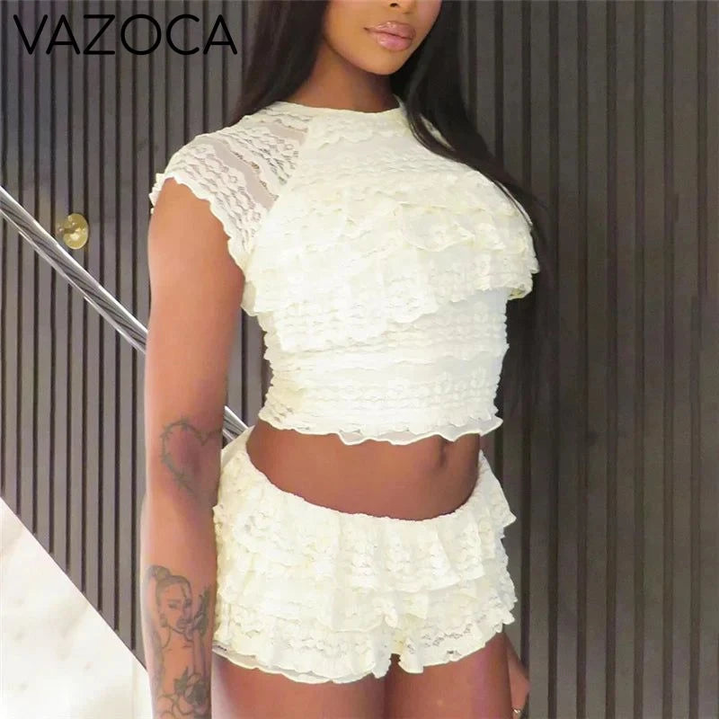 Ruffled Lace Two-Piece Set