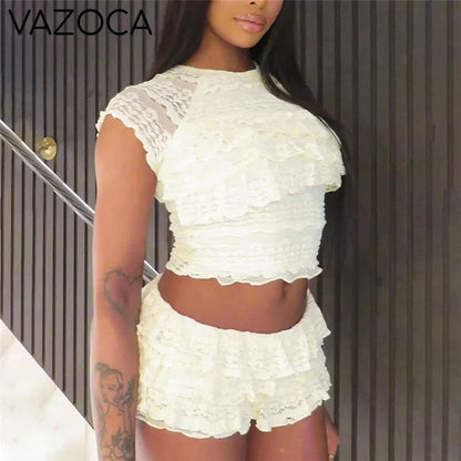 Ruffled Lace Two-Piece Set