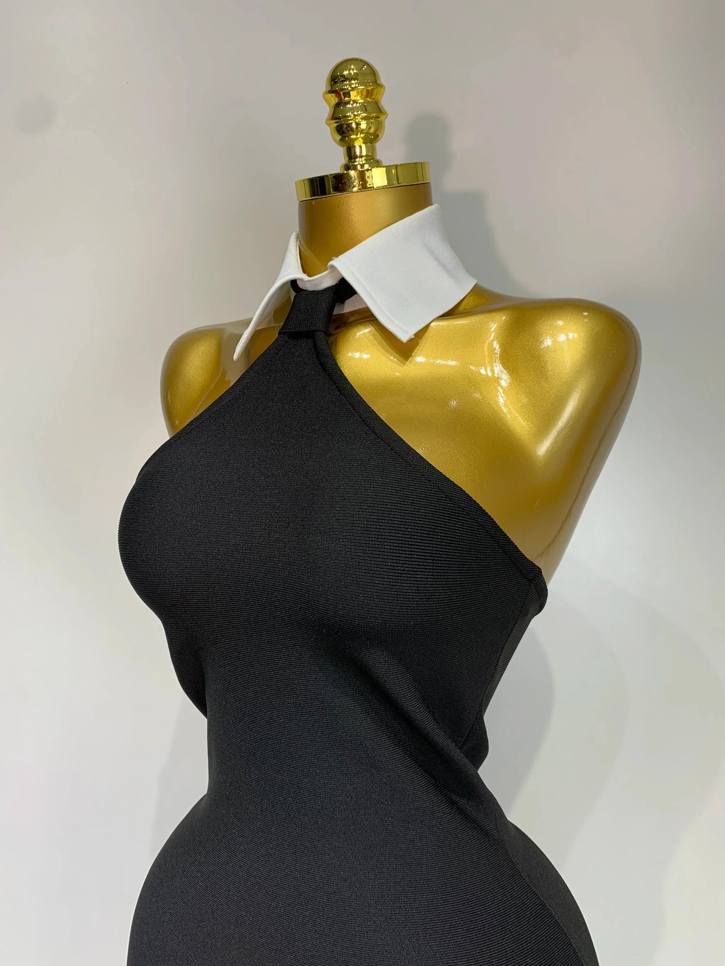 White Collar  Bodycon Bandage Mini Dress