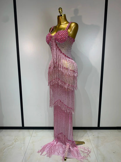 Maxine Tassel Mesh Maxi Dress