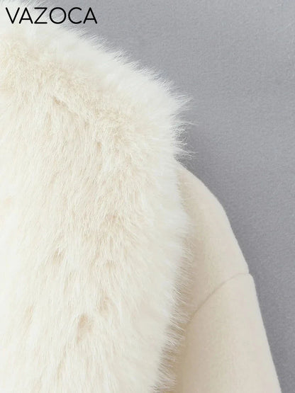 Fur Collar Elegant Trench Coat