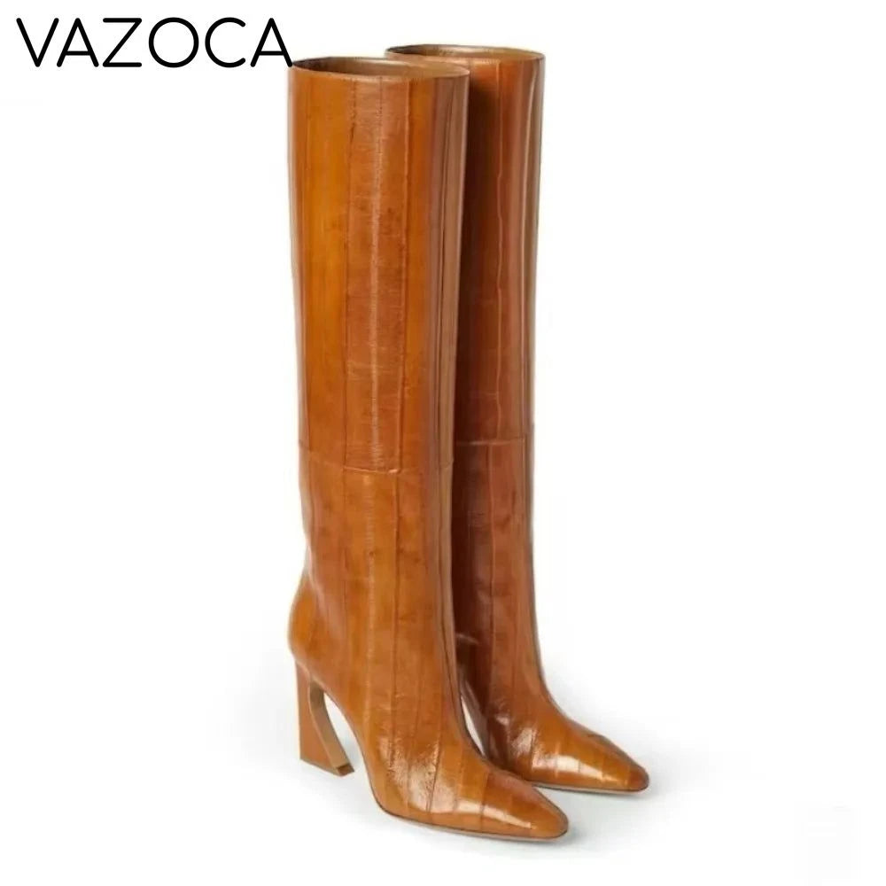 Crocodile Chunky Heel Boots