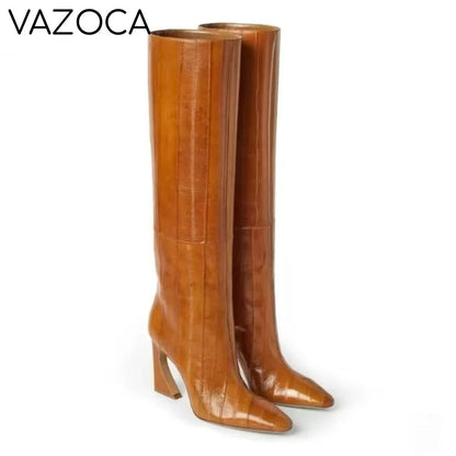 Crocodile Chunky Heel Boots