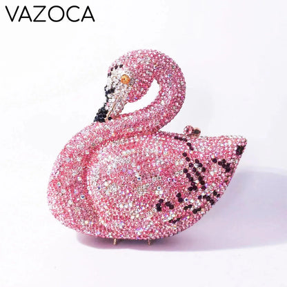 Swan Rhinestone Clutch Purse